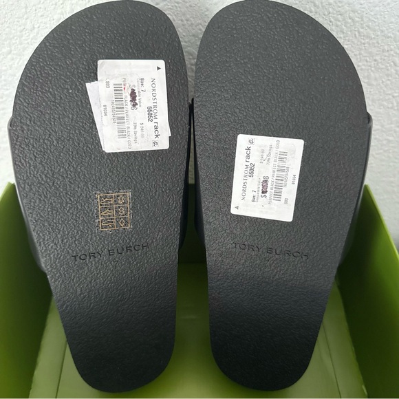NEW Tory Burch Patos Platform Black Leather Slide Sandal - Picture 7 of 13